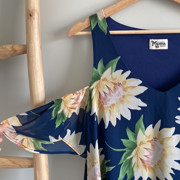 Show me your mumu birdie sunflower cold shoulder mini dress Sz Medium - Picture 4 of 6